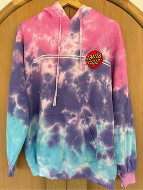 Santa Cruz NWT Tie-Dye Hoodie in Aqua, Pink & Purple Size L